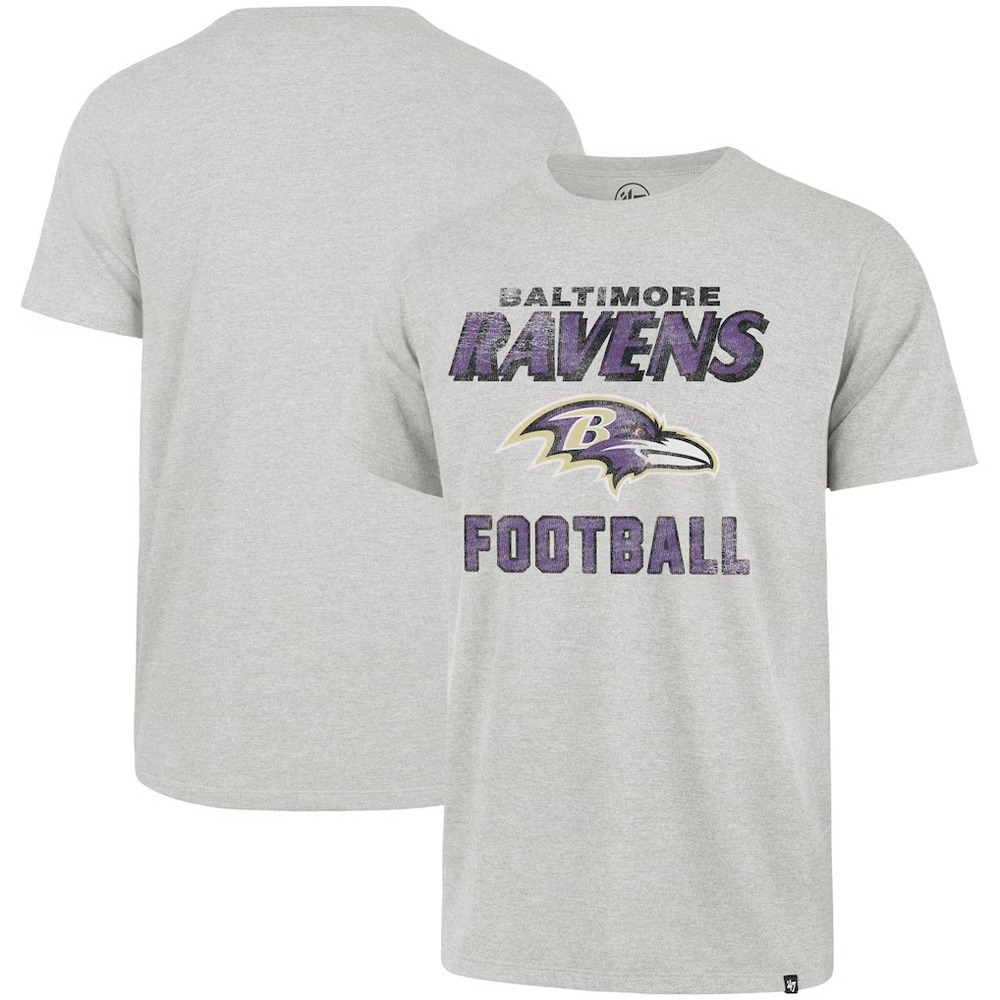 '47® (Men's XL) Baltimore Ravens '47 Gray Dozer Franklin™ Lightweight‎ T-Shirt